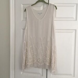 Soft Surroundings Cream Top with sequins